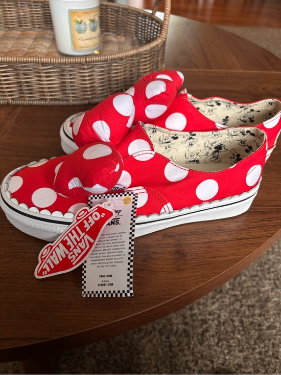 Vans Shoes - Vans x Disney Minnie Mouse Red White Polka Dot Bow Slip On Sneakers Women’s 8